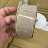 LT NATRL POLY LINEN wired ribbon, 1.5"X10Y - Greenery Market Wired ribbon