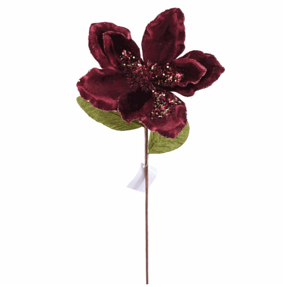 Magnolia sequins stem - burgundy - Greenery Market203224
