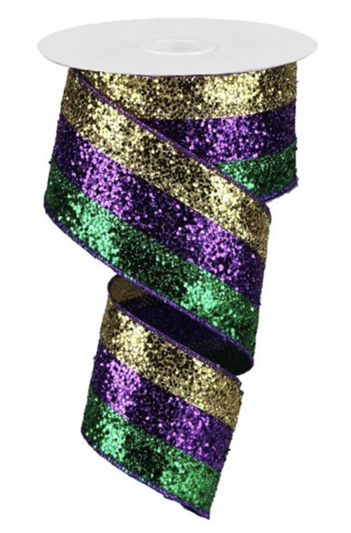 Mardi Gras Green Purple Ribbon - 2.5 x 10 Yards