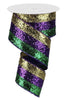 Mardi Gras wired ribbon 2.5” - Greenery MarketWired ribbonRG8982AP
