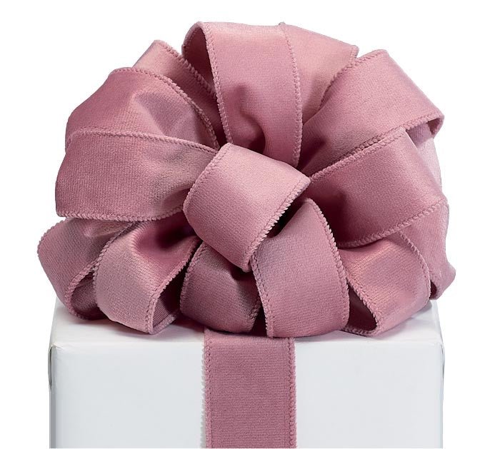 Mauve pink Velvet 1.5” wired ribbon - 20 yards - Greenery Market9737880