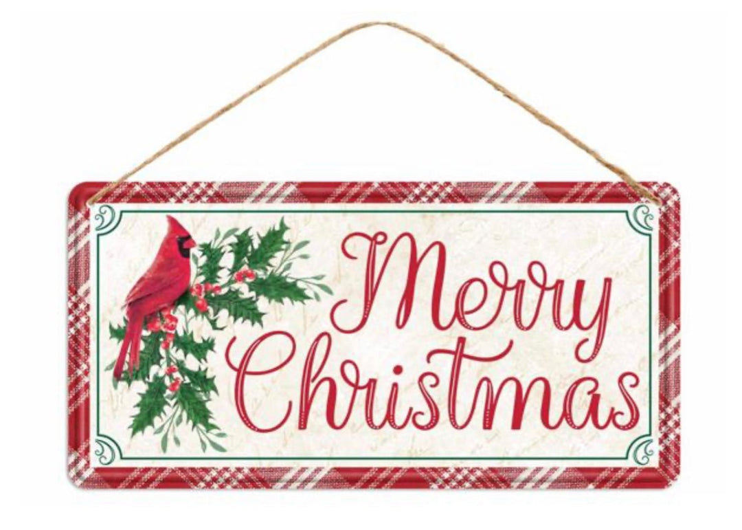 Merry Christmas cardinal sign - Greenery MarketChristmasMD1224