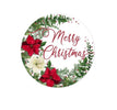 Merry Christmas metal poinsettia 8” round sign - Greenery MarketSeasonal & Holiday DecorationsMD0937