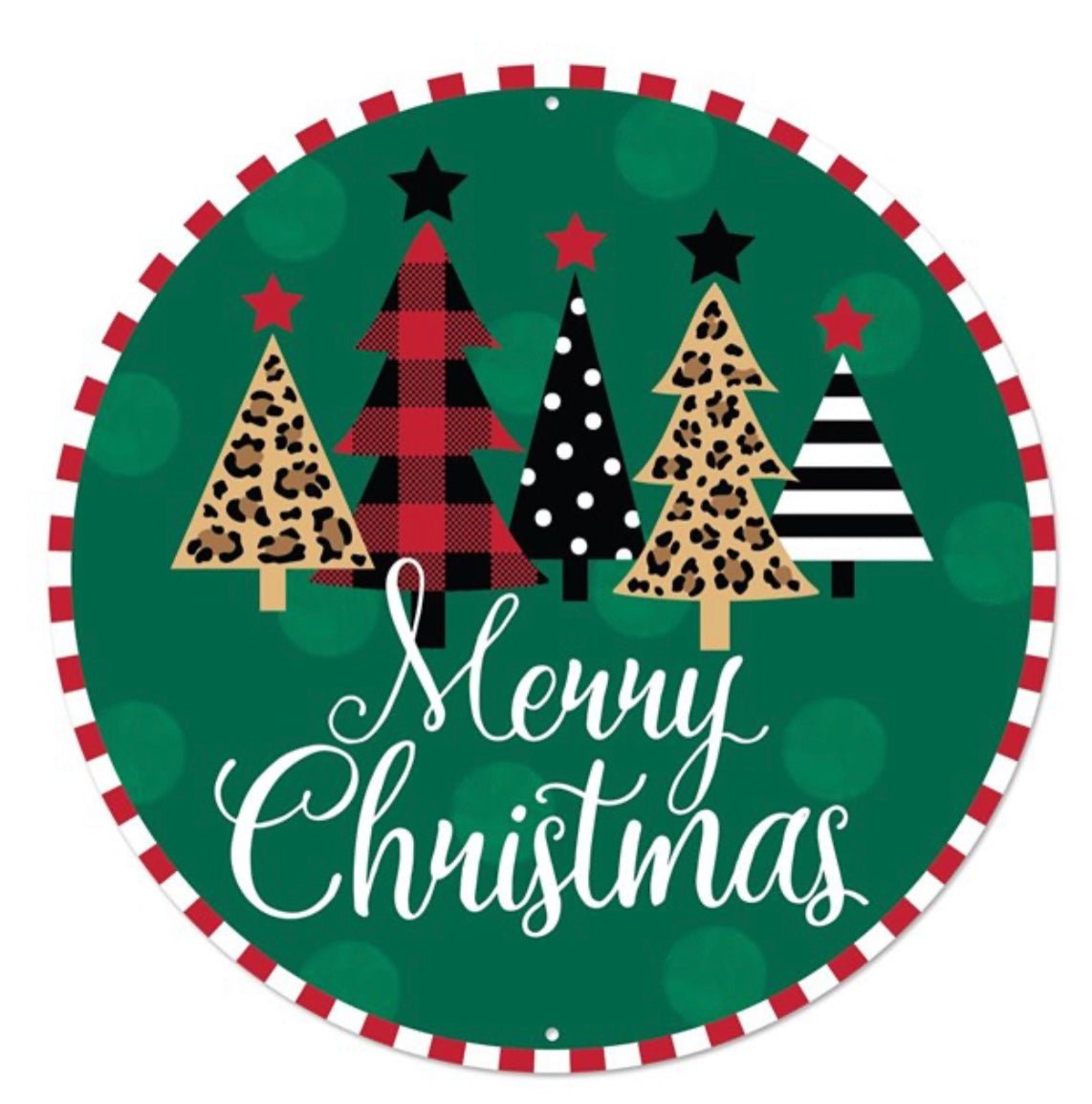 Merry Christmas Tree metal round sign - Greenery MarketSeasonal & Holiday DecorationsMD0745