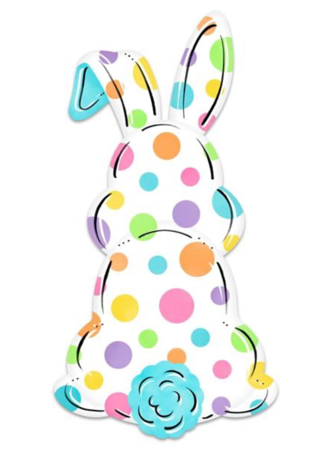 Metal, embossed, polka dot Easter bunny sign - Greenery Marketsigns for wreathsMD1123