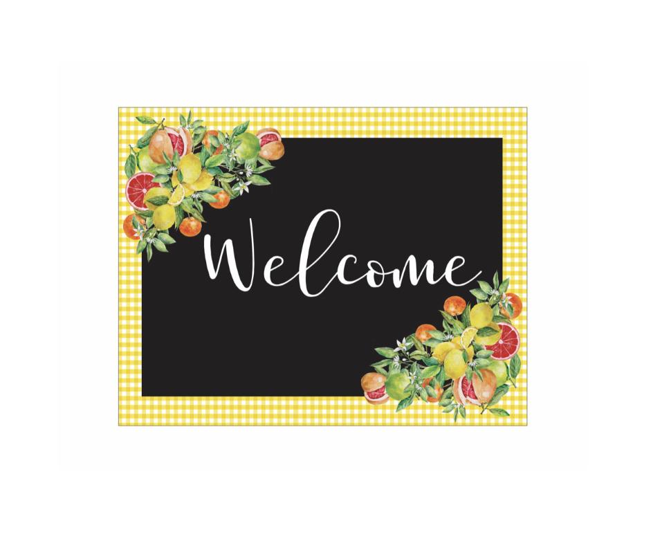 Metal welcome fruit sign with gingham - Greenery Market