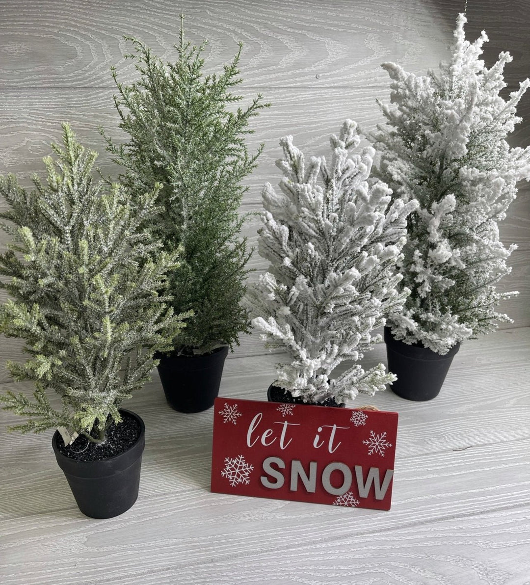 christmas tree potted plant Mini potted Christmas tree - with snow 20”