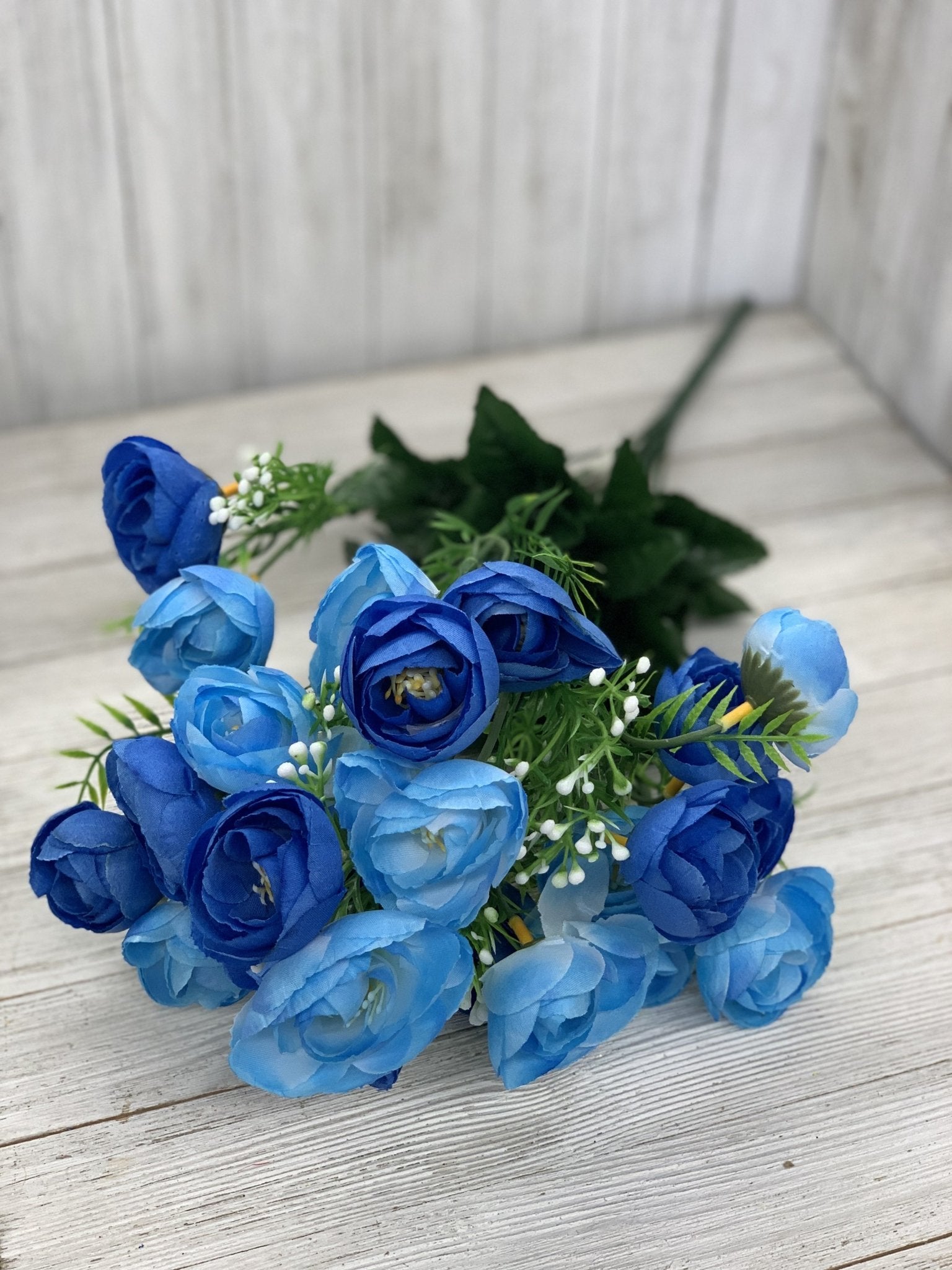 Mini ranunculus bush - blue - Greenery Marketartificial flowers36356