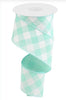 Mint and white diagonal plaid wired ribbon, 2.5” - Greenery Marketwired ribbonRGA1265AN