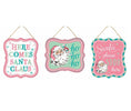 Mint Green, turquoise, and pink santa signs x 3signs - Greenery MarketChristmasMd1213a7 x 3 signs