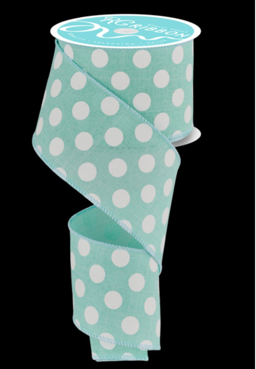 Mint green with medium polka dots - Greenery MarketWired ribbonRG01207AN