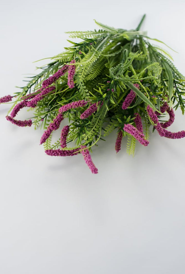 Mixed cattail and greenery bush - fuchsia - Greenery Marketartificial flowers83366-FU