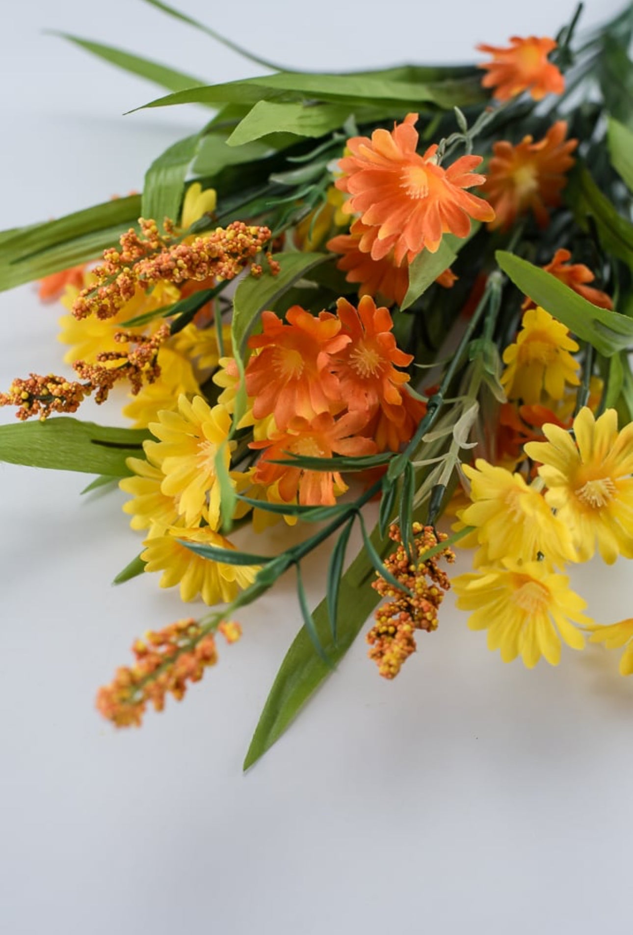 Mixed daisies bush - yellow orange - Greenery MarketArtificial Flora83399-ORYEL