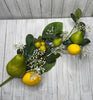 Mixed fruit spray, faux fruits, Artificial lemons and pear spray - Greenery MarketArtificial Flora82571