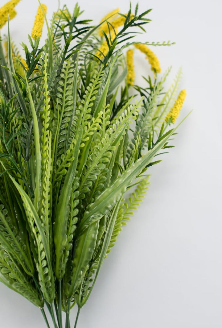 Mixed greenery and cattail bush yellow - Greenery Marketartificial flowers83366-YEL