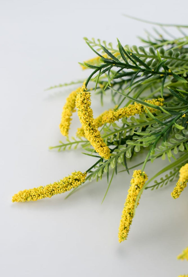 Mixed greenery and cattail bush yellow - Greenery Marketartificial flowers83366-YEL