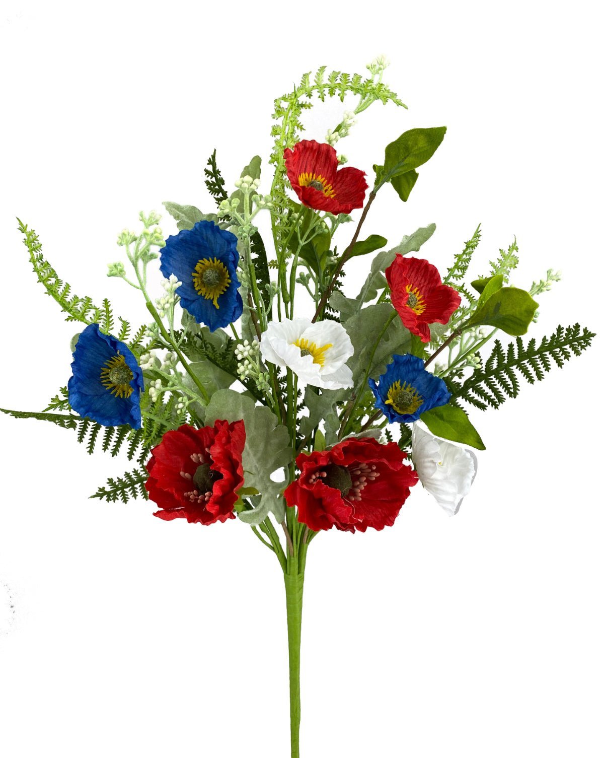 Mixed Patriotic Poppy with greenery bush - Greenery Marketartificial flowers74204BU21