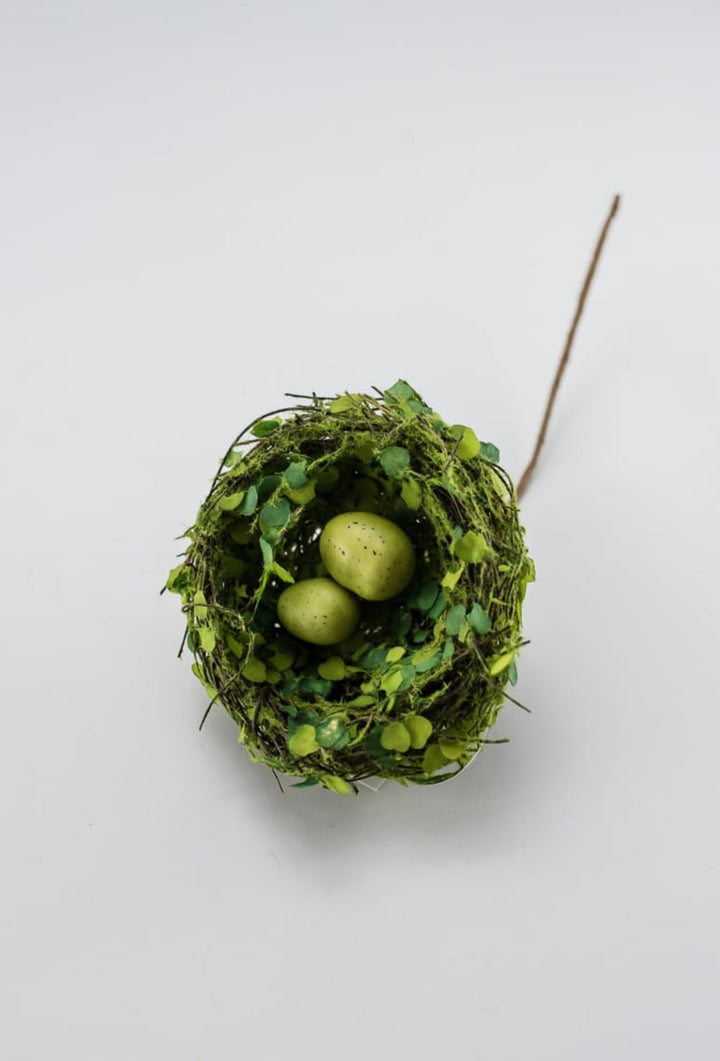 Moss Bird nest with eggs pick - Greenery Marketgreenery53850