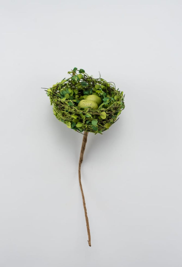 Moss Bird nest with eggs pick - Greenery Marketgreenery53850