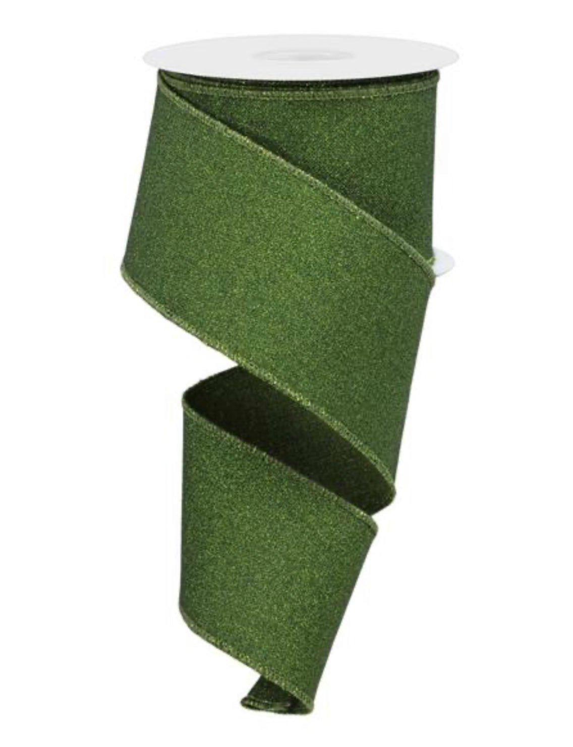 Moss green, solid fine glitter wired ribbon 2.5” - Greenery MarketWired ribbonRGE138152