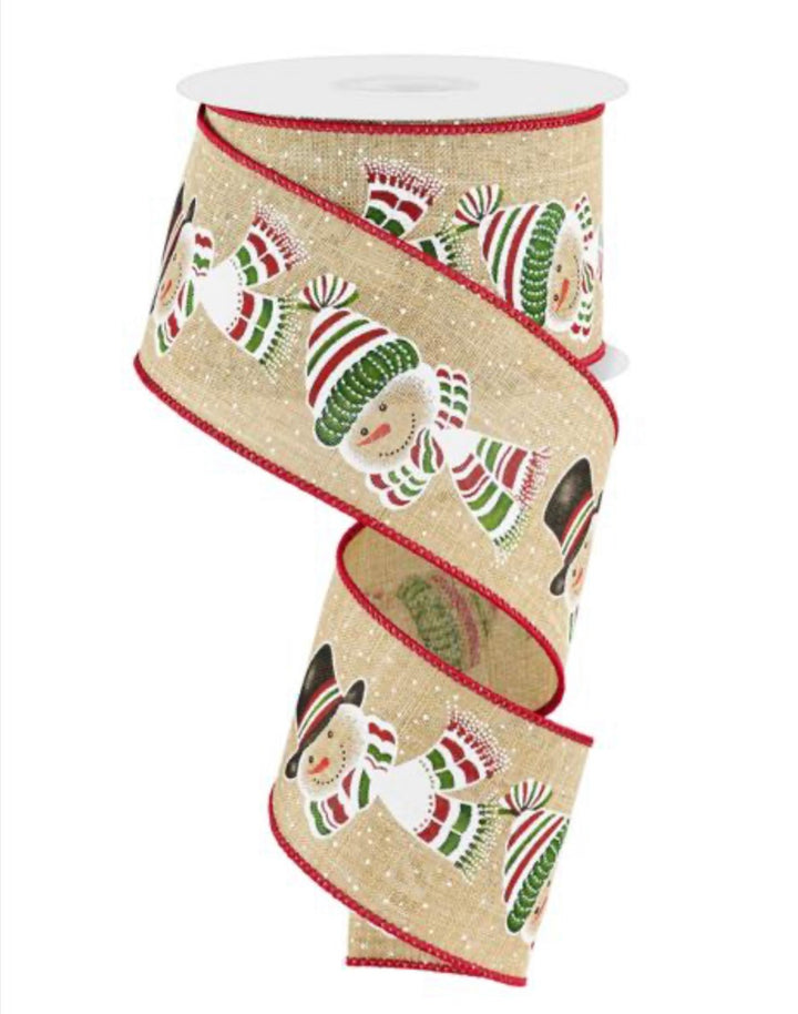 Natural green, white, and red snowman 2.5” - Greenery MarketRGE198101