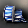 Navy and Cobalt blue stripes wired ribbon, 1.5” - Greenery Marketwired ribbon41127-09-27