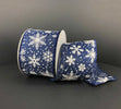 Navy blue and white shimmering snowflakes wired ribbon , 2.5" - Greenery MarketRibbons & Trim72215-40-27