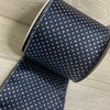 Navy Blue grosgrain wired ribbon with silver metallic dots 4” - Greenery MarketWired ribbonMTX62897