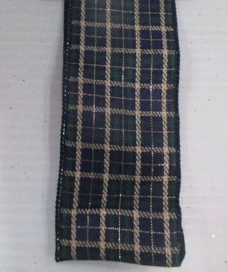 Navy blue plaid wired ribbon 2.5” - Greenery MarketRibbons & Trim179446