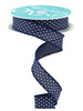 Navy blue swiss dot wired skinny wired ribbon, 7/8'' - Greenery MarketWired ribbonRG0765119