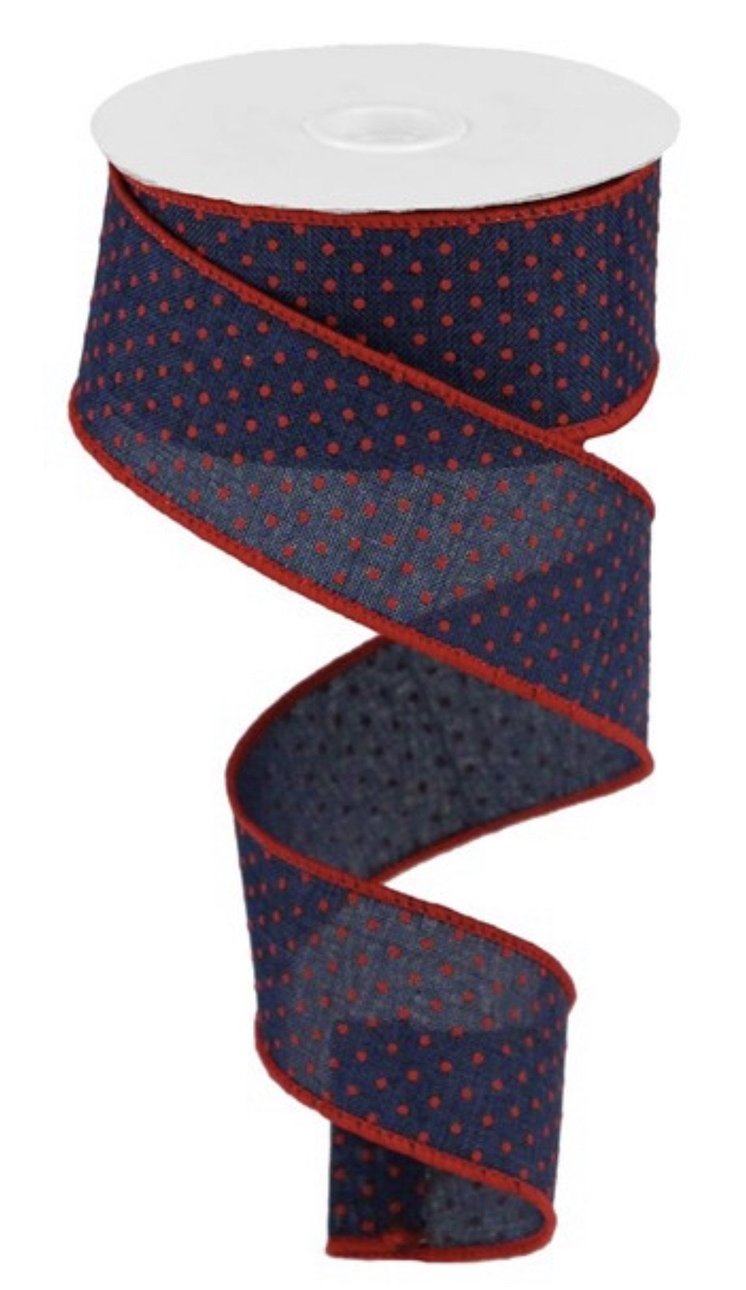 Navy Blue with red raised dots ribbon 1.5