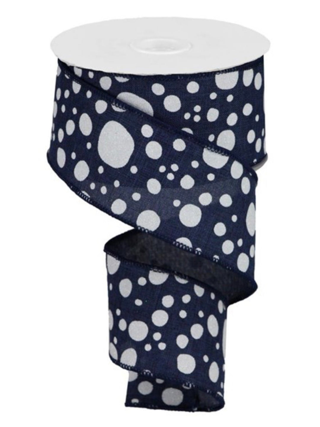 Navy with glittered polka dot wired ribbon 2.5” - Greenery MarketWired ribbonRGA166619