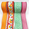 Orange and pink floral x 4 ribbon bow bundle - Greenery MarketOrangelacex4