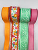 Orange and pink floral x 4 ribbon bow bundle - Greenery MarketOrangelacex4