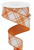 Orange and white diagonal plaid 1.5” - Greenery MarketWired ribbonRGA127620