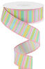 pastel stripe ribbon, 1.5" wired ribbon with horizontal stripes - Greenery MarketWired ribbonrg01831