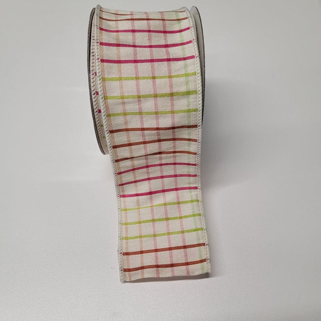 Pastel white check farrisilk 2.5” wired ribbon - Greenery MarketRibbons & TrimRK043-43