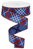 Patriotic diagonal plaid wired ribbon - 1.5” - Greenery MarketWired ribbonRGA124725