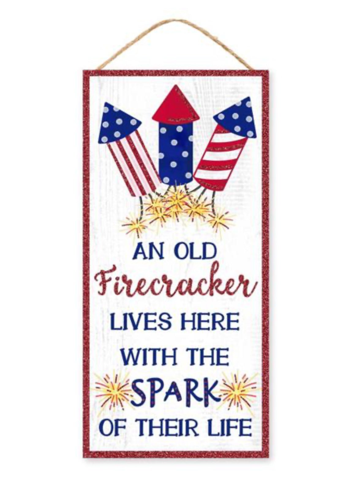 Patriotic firecracker lives here sign - Greenery MarketWreath attachmentsAp7837