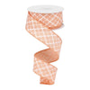 Peach And white argyle wired ribbon, 1.5” - Greenery Marketwired ribbonRG01901ET