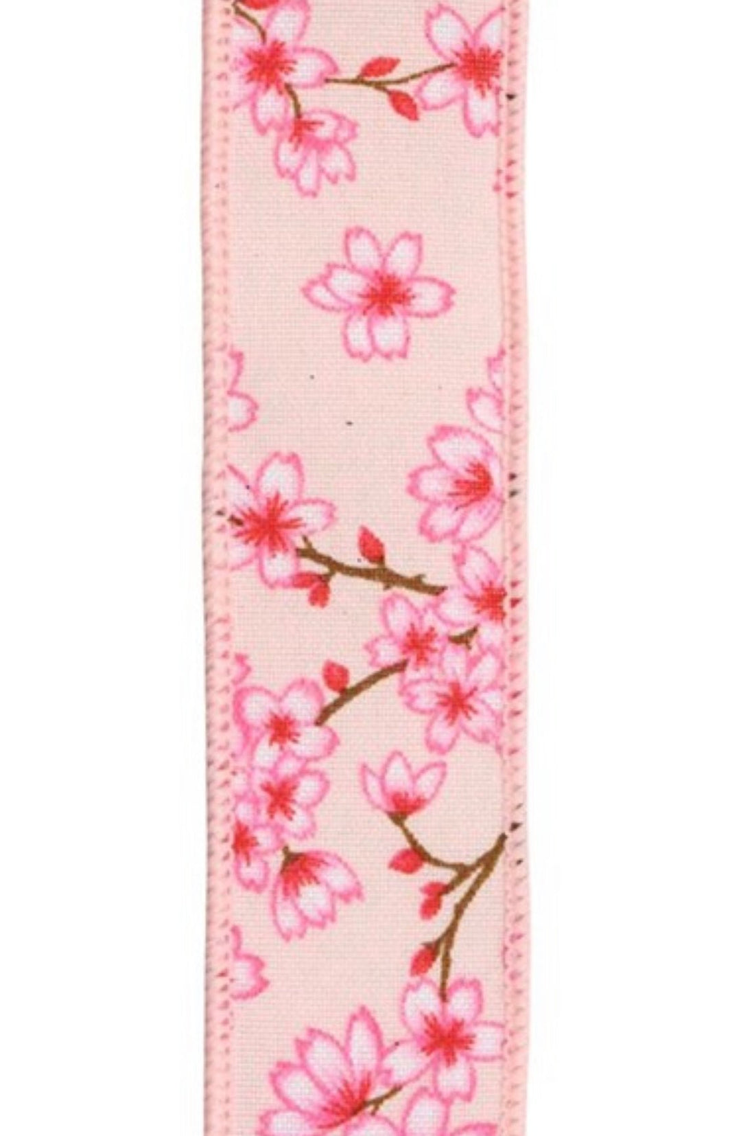 Peach, pink, and white floral wired ribbon, 1.5” - Greenery Marketwired ribbonRGE107321