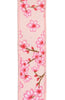 Peach, pink, and white floral wired ribbon, 1.5” - Greenery Marketwired ribbonRGE107321