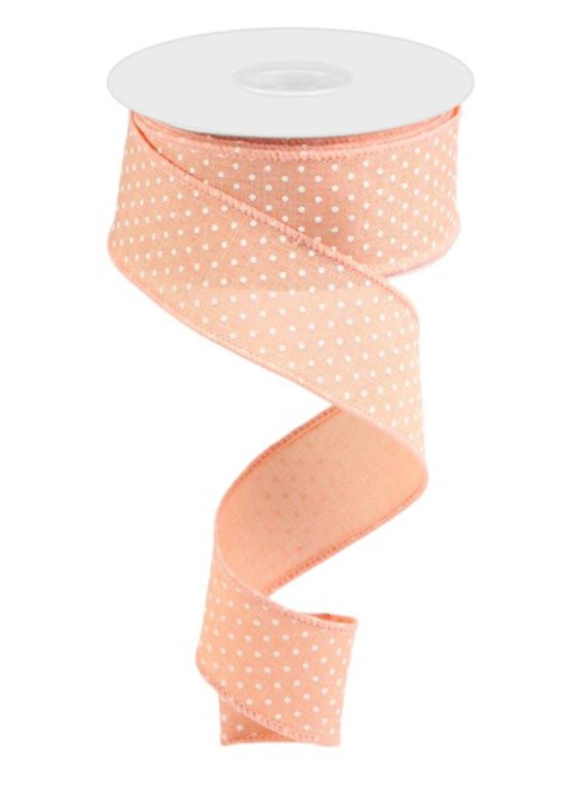 Peach with white raised dots ribbon 1.5