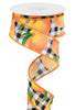 Peaches on black and white plaid background wired ribbon, 1.5” - Greenery Marketwired ribbonRGC122627