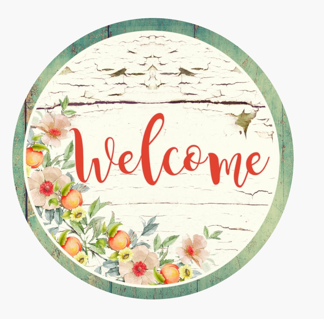 Peaches welcome 12” metal sign - Greenery MarketpeachwelcomeLARGE