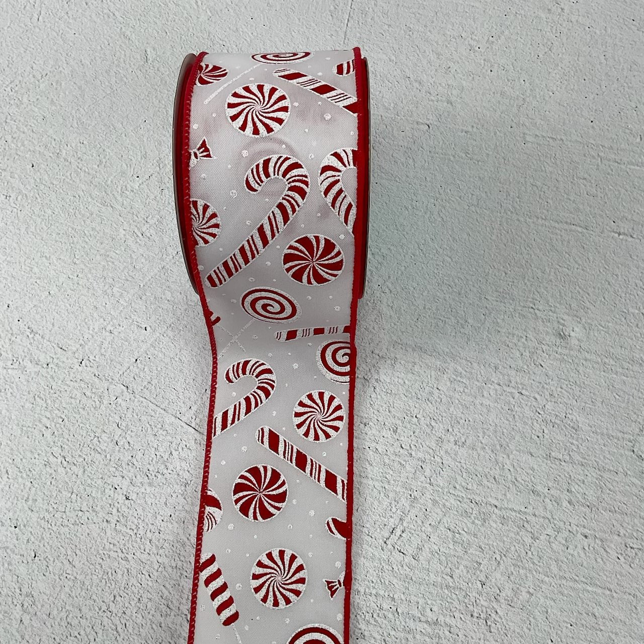 Peppermint candy cane ribbon 2.5” - Greenery MarketWired ribbonRgb118927