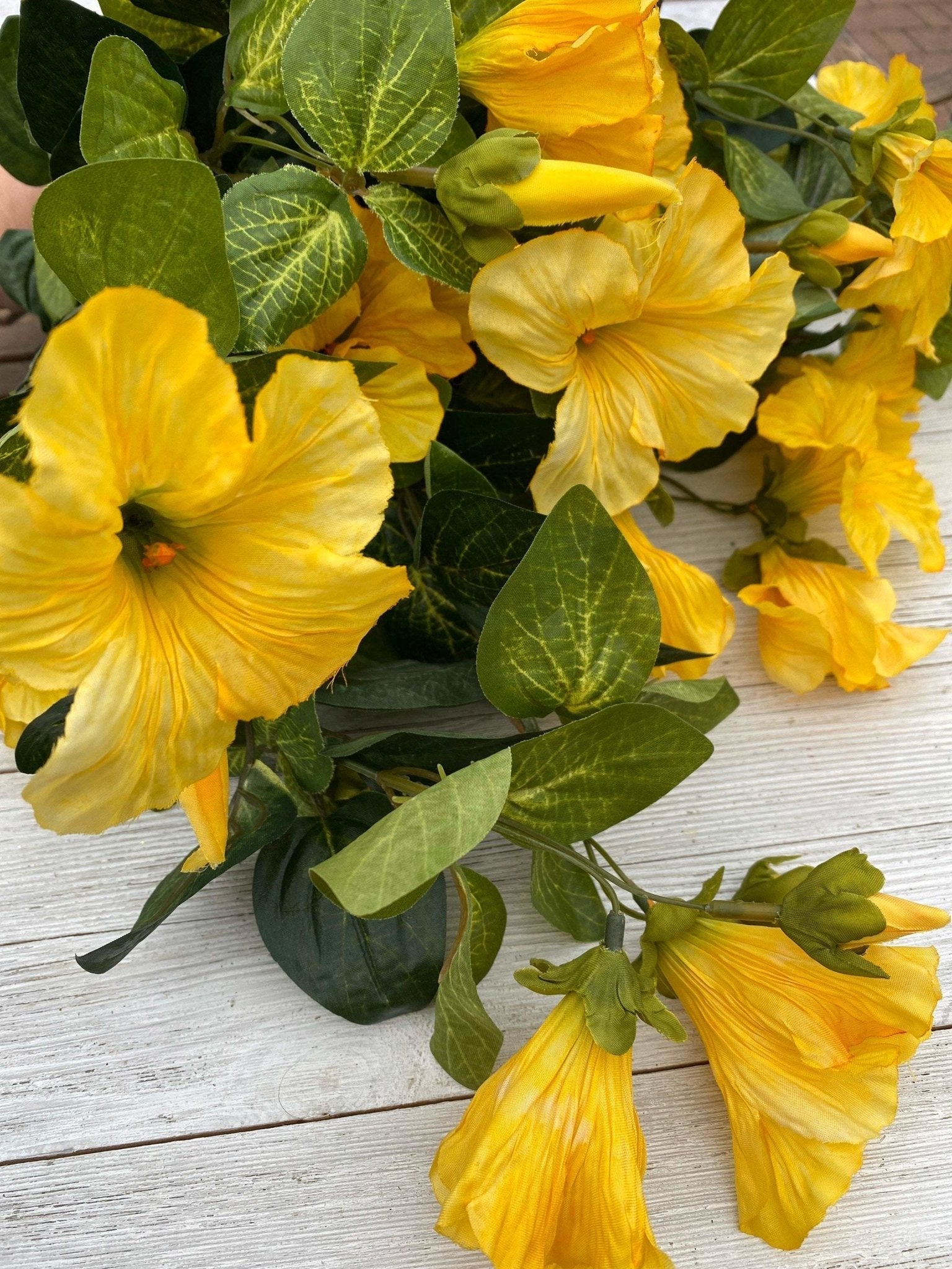 Petunia flowers, yellow morning glory - large bush - Greenery Marketartificial flowers25246