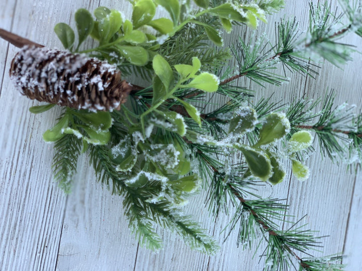 Pine with snow, Artificial mixed pine spray - Greenery MarketWinter and Christmas62076