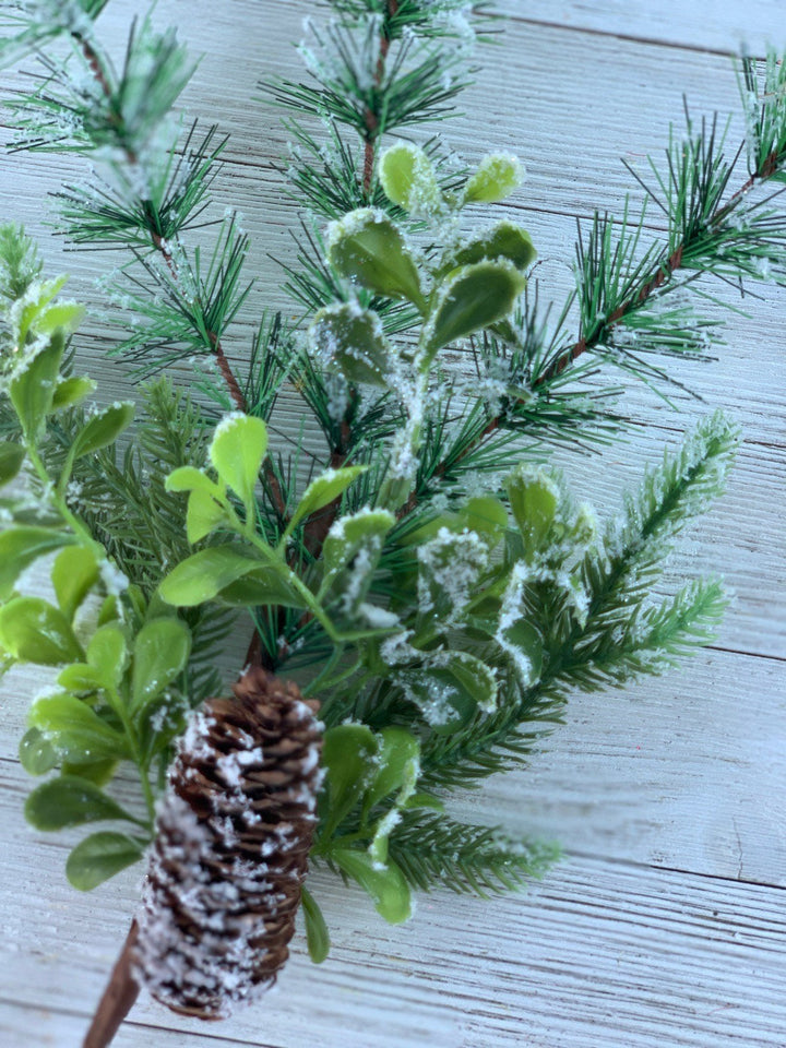 Pine with snow, Artificial mixed pine spray - Greenery MarketWinter and Christmas62076