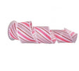 Pink and red stripe ribbon with pompom edge - 4” - Greenery Market Wired ribbon